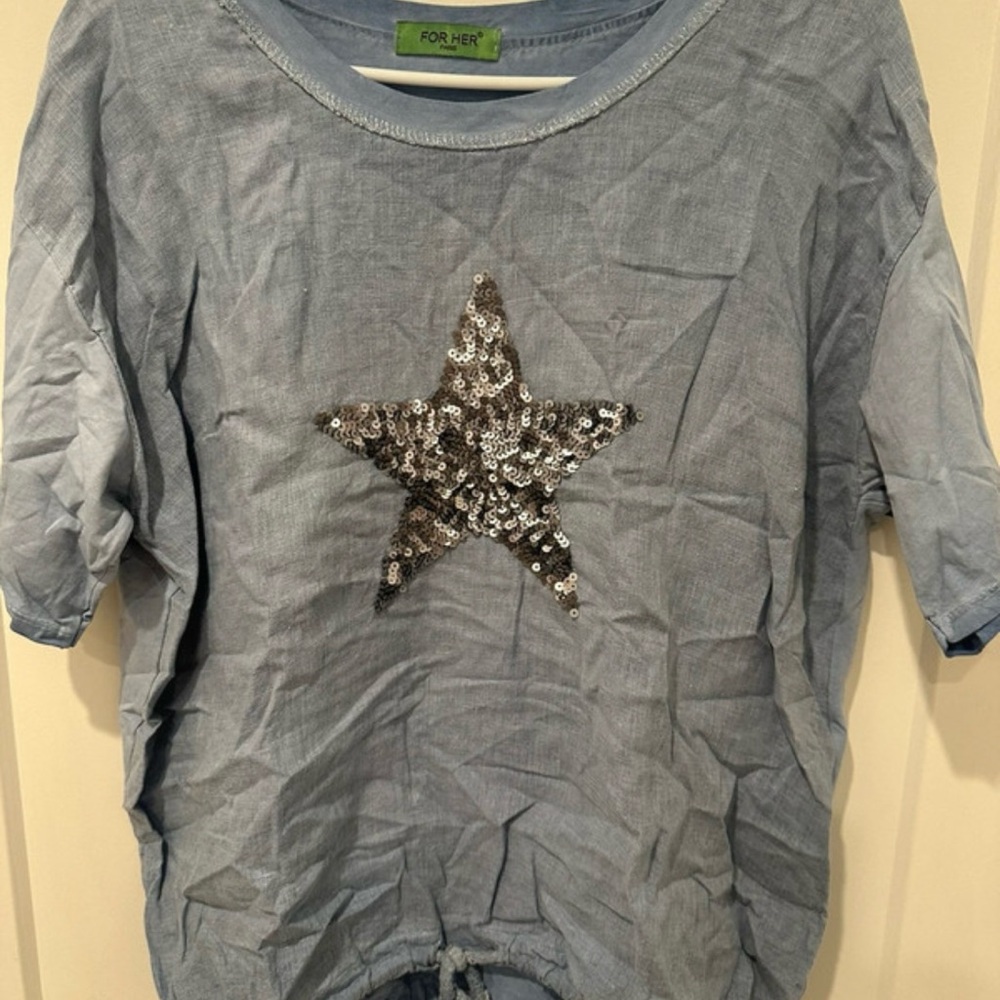 Light Blue Sequin Star Blouse